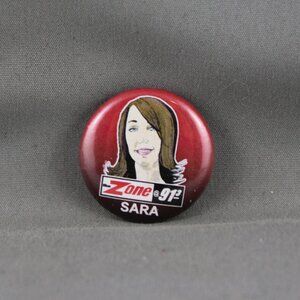 Local Radio Pin - Zone 91.3 Victoria BC Sarah - Celluloid Pin